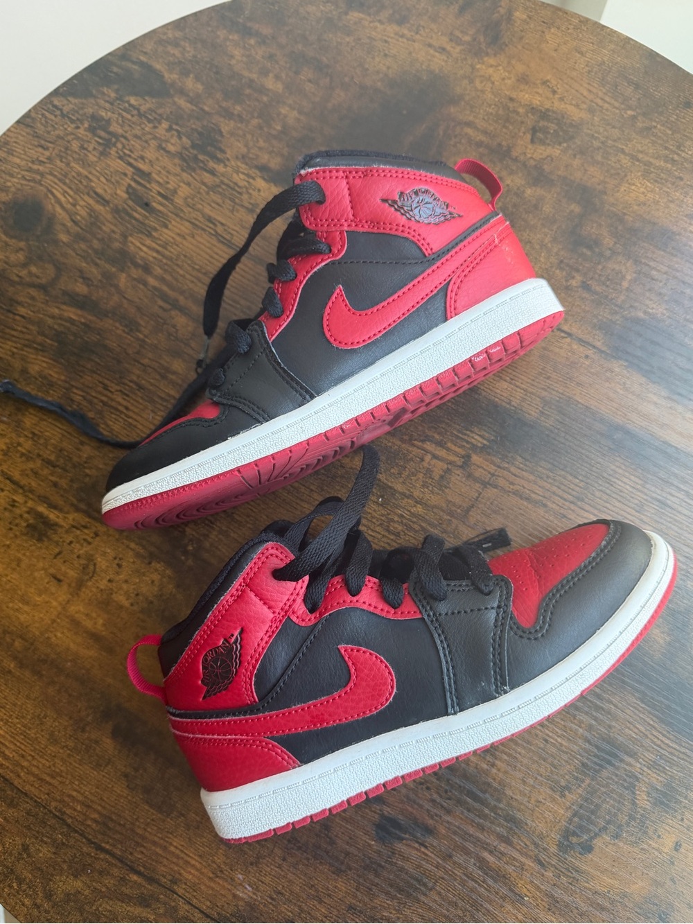 Air Jordan 1 Mid Banned 2020 PS Black Red Sneakers Size 1Y